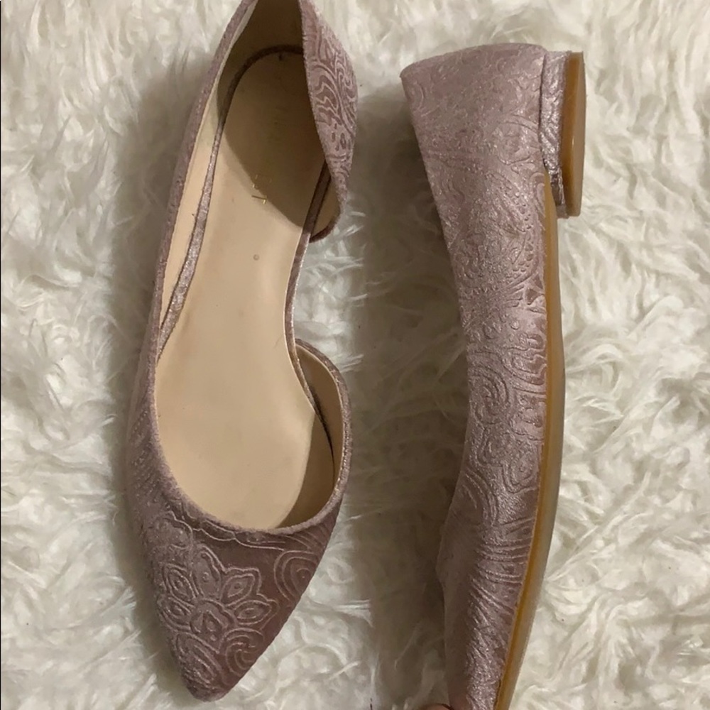 Nine West light pink velvet flats